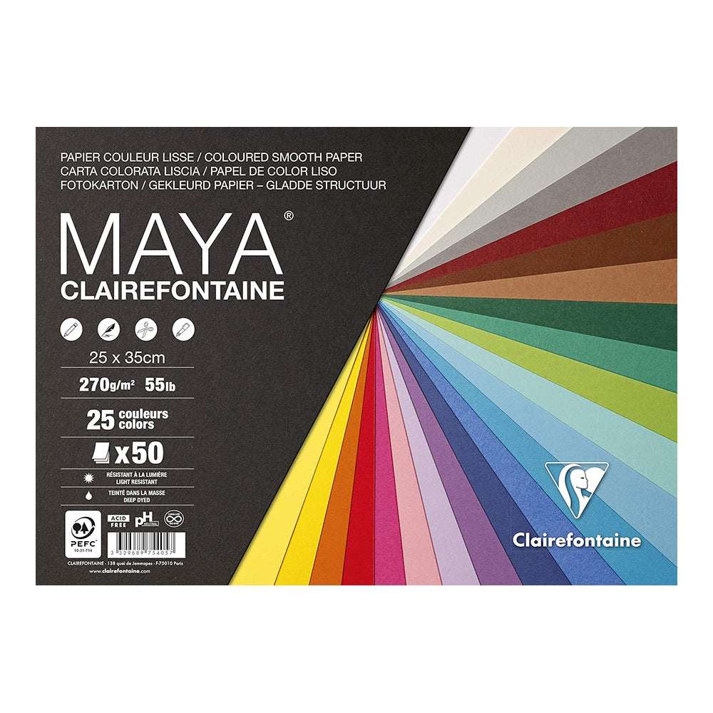 CLAIREFONTAINE Maya Pack 270g 25x35cm 50s (25cols x2)