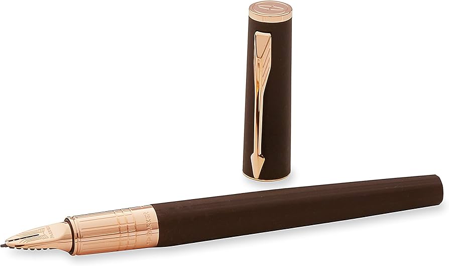 PARKER Ingenuity 5th Technology Pen Slim Brown Rubber with Pink Gold Trim