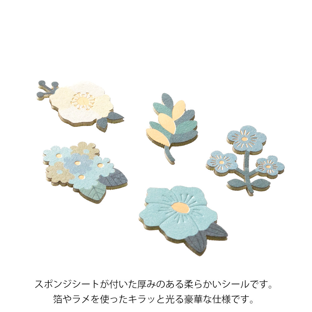 MIDORI Sticker PCM 2521 Decoration Flower Blue