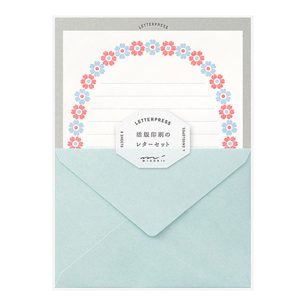 MIDORI Letterpress Letter Set 478 Flower Frame LBl