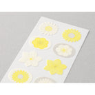 MIDORI Letterpress Sticker 2501 Flower Wh&Ylw