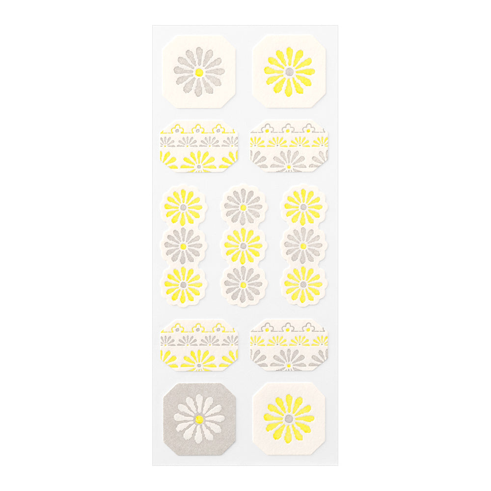 MIDORI Letterpress Sticker 2505 Flower Line Yellow