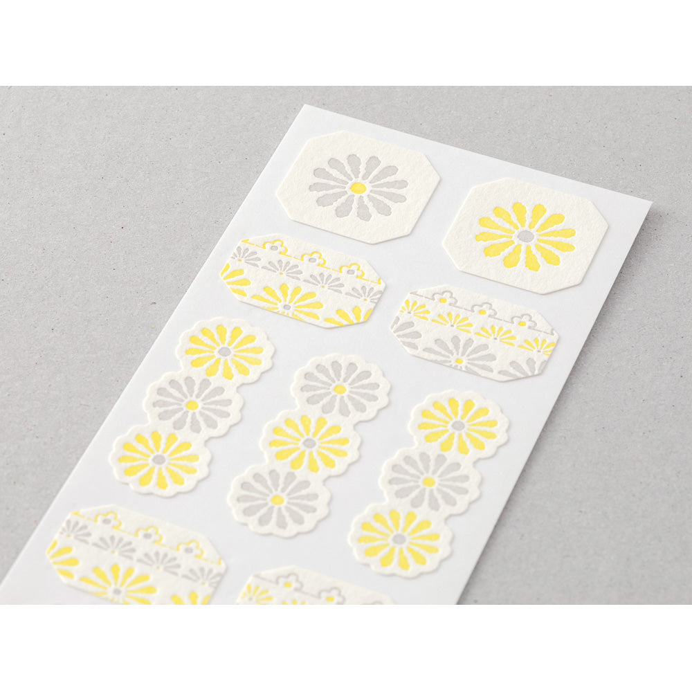 MIDORI Letterpress Sticker 2505 Flower Line Yellow