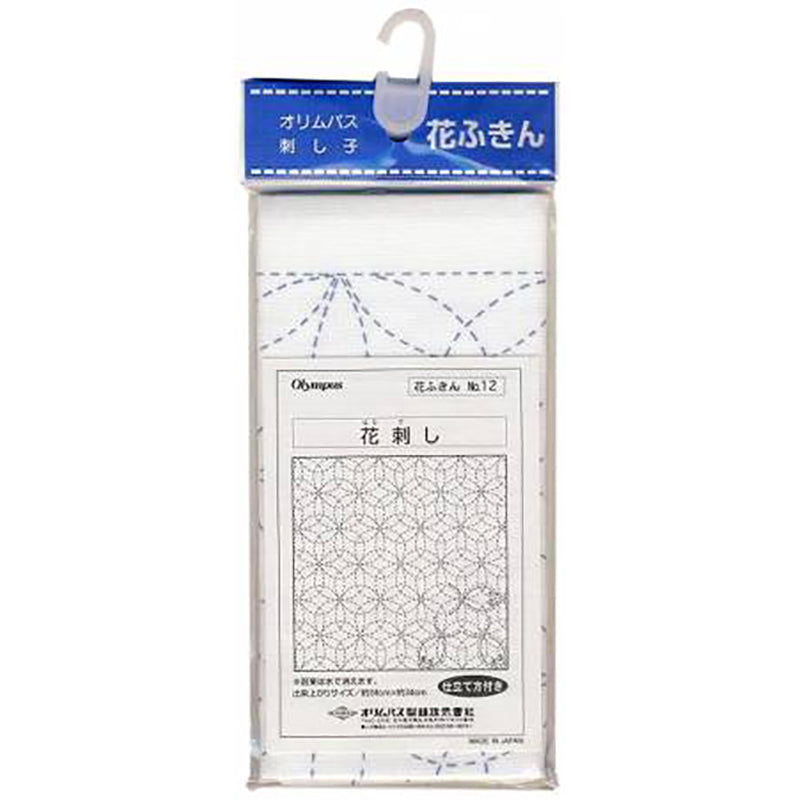 OLYMPUS Sashiko Stenciled Fabric 34x34cm WH #12