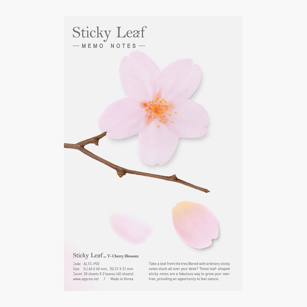 APPREE Sticky Leaf Memo M Cherry Blossom Pink Default Title