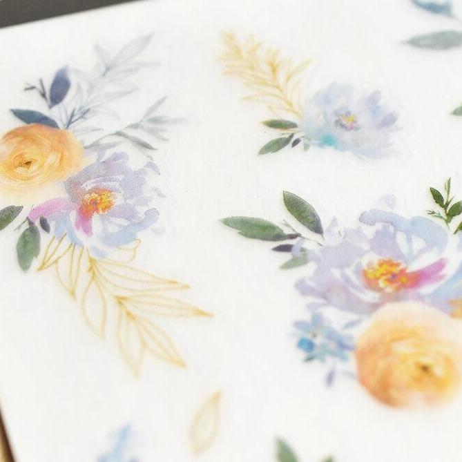 MU Print-On Sticker 2s 107-Golden-Blue Flora