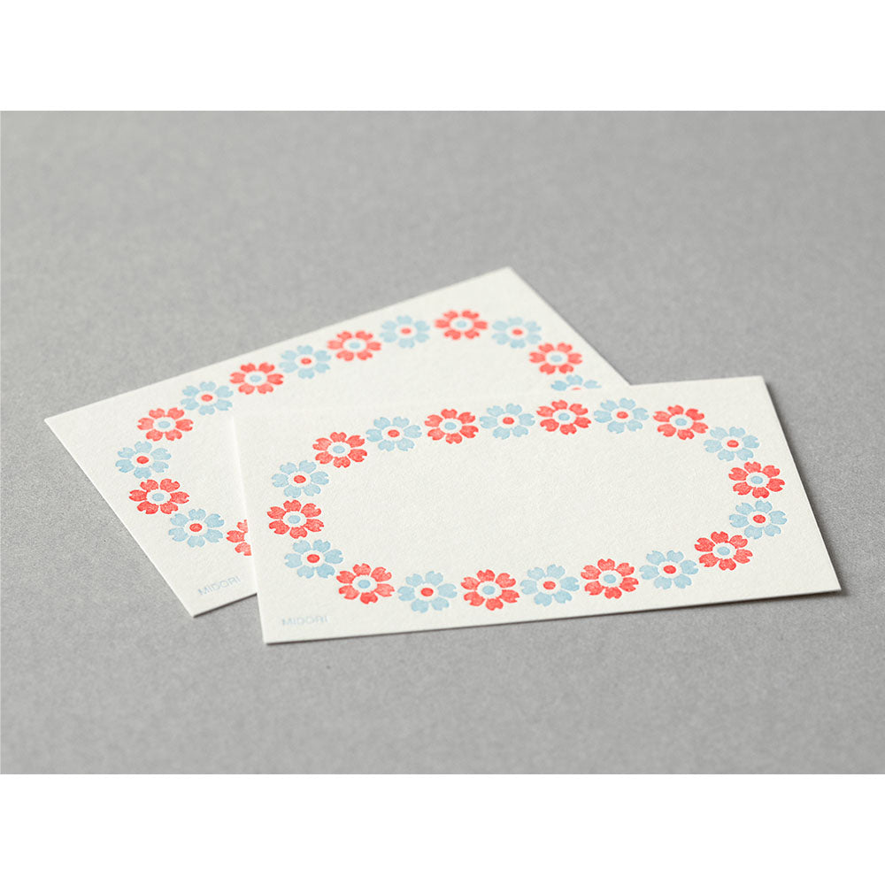 MIDORI Letterpress Card Set Flower Frame L.Blue