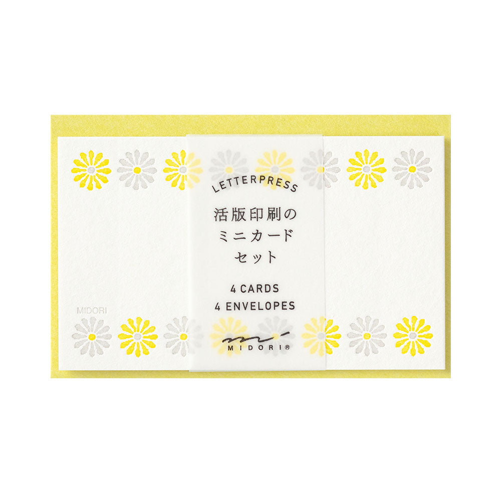 MIDORI Letterpress Card Set Flower Line Yellow