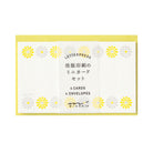 MIDORI Letterpress Card Set Flower Line Yellow
