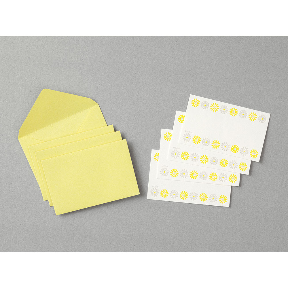 MIDORI Letterpress Card Set Flower Line Yellow