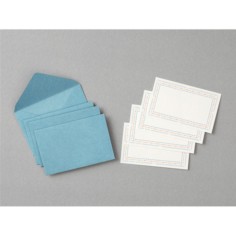 MIDORI Letterpress Card Set Frame Blue