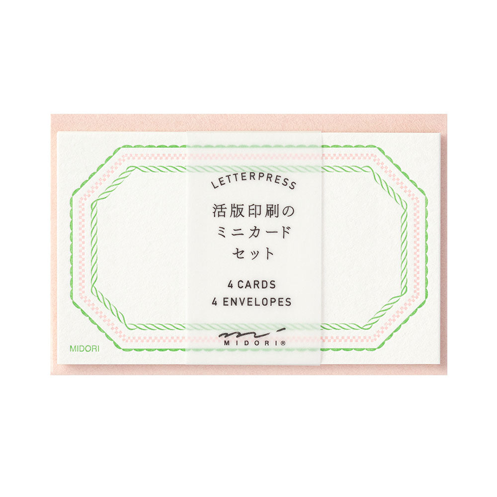 MIDORI Letterpress Card Set Frame Pink