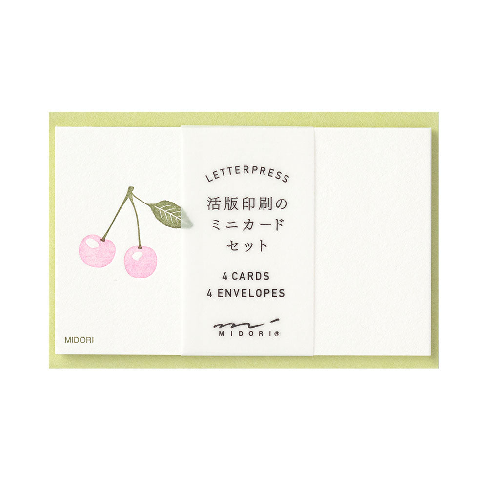 MIDORI Letterpress Card Set Cherry