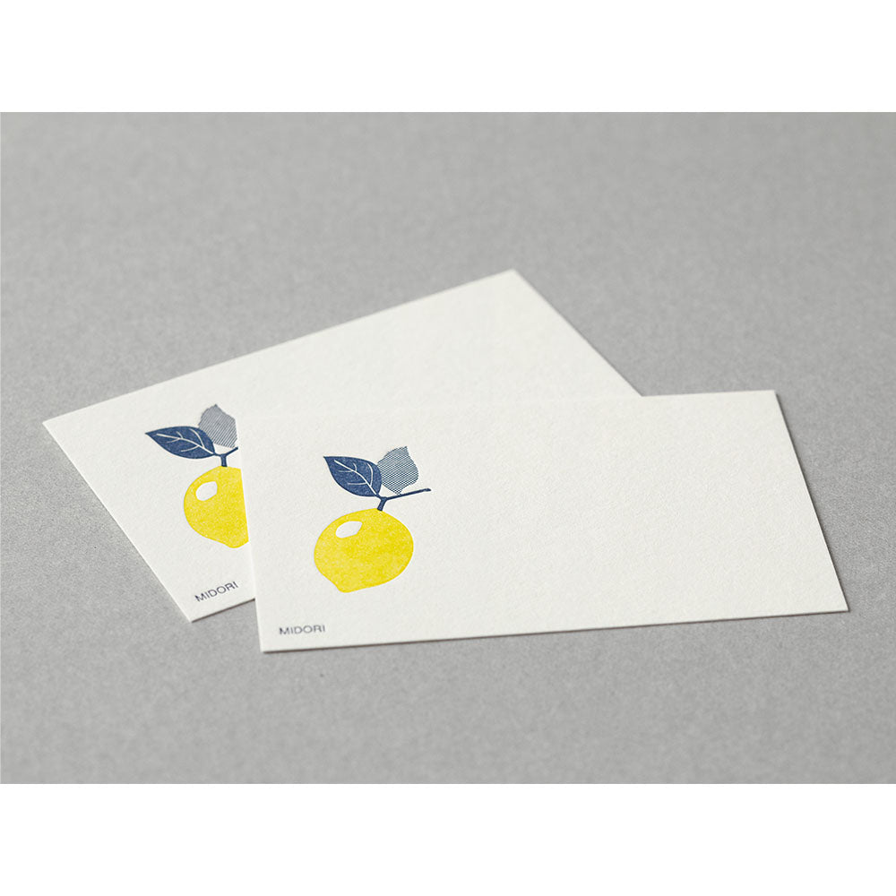 MIDORI Letterpress Card Set Lemon