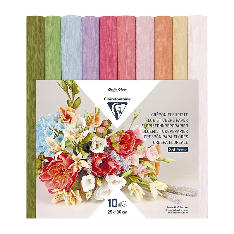CLAIREFONTAINE Florist Crepe Paper 25x100cm Pastel Assorted 10s Default Title