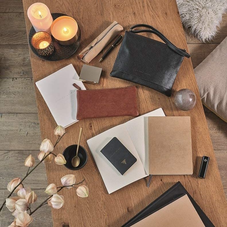 CLAIREFONTAINE Flying Spirit Leather Flat Pencil Case Cognac Default Title