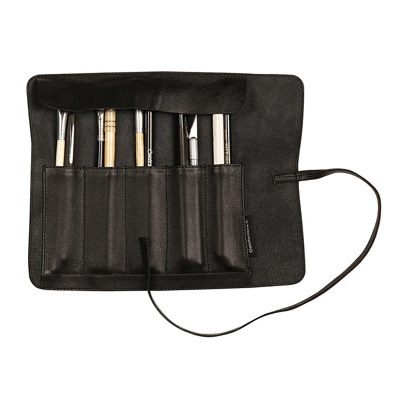 CLAIREFONTAINE Flying Spirit Leather Pencil Roll Black Default Title