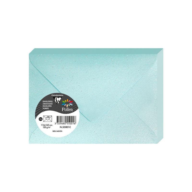 POLLEN Glitter Envelopes 120g 114x162mm 20s Blue L Default Title