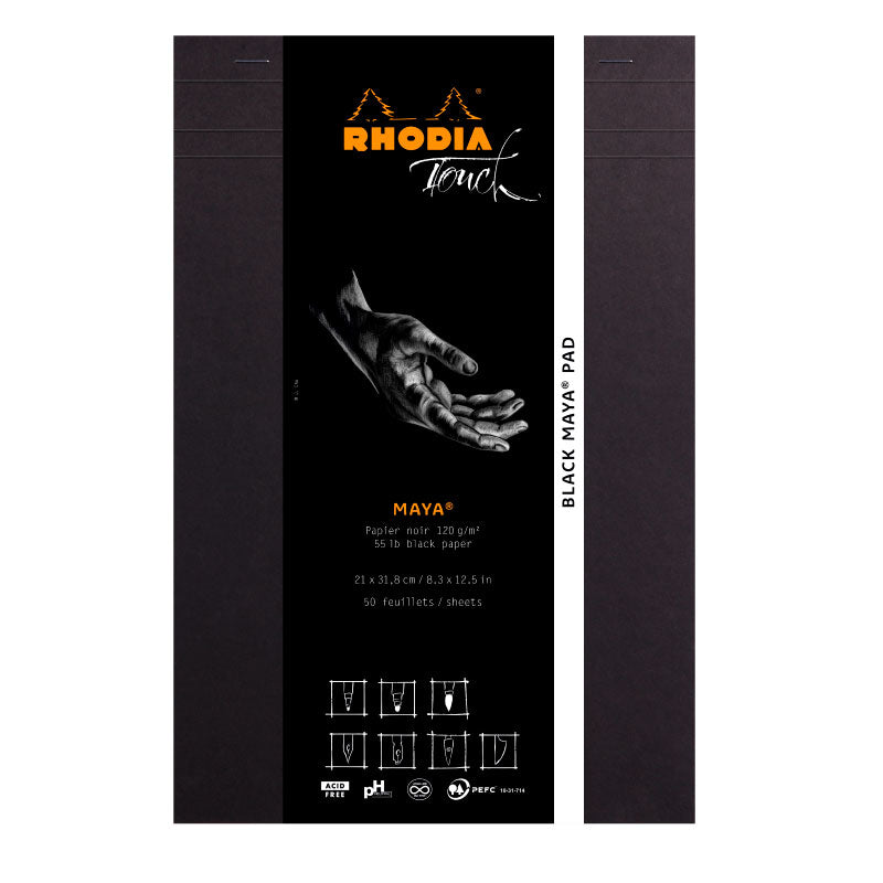 RHODIA Touch Black Maya Pad 120g A4+ Blank 50s Default Title