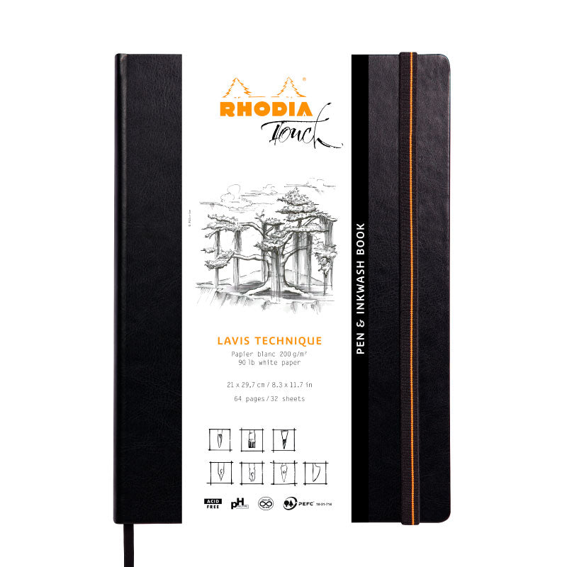 RHODIA Touch Pen+Inkwash Book 200g A4 Blank 32s Default Title