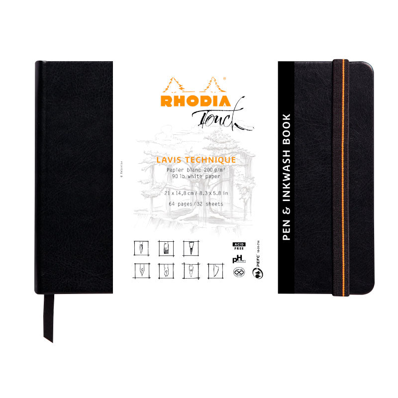 RHODIA Touch Pen+Inkwash Book 200g A5 Blank 32s Default Title