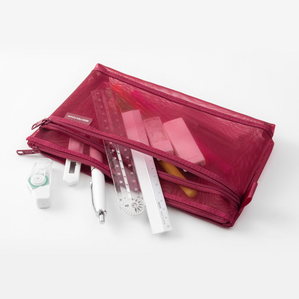MIDORI Mesh Pen Pouch LE Wine Red