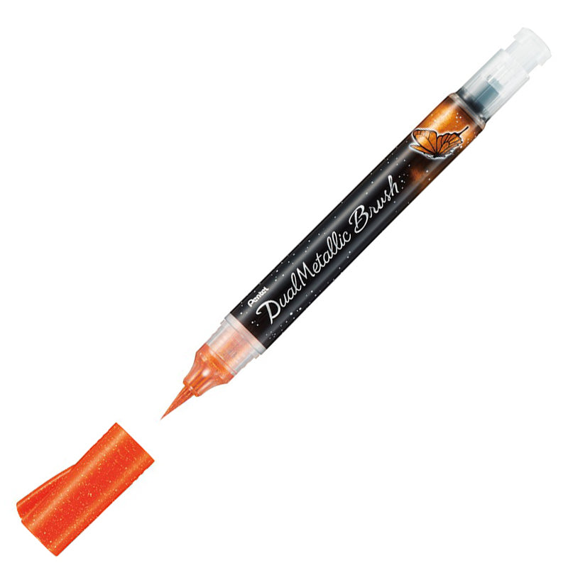 PENTEL Dual Metallic Brush Pen Orange & Metallic Yellow