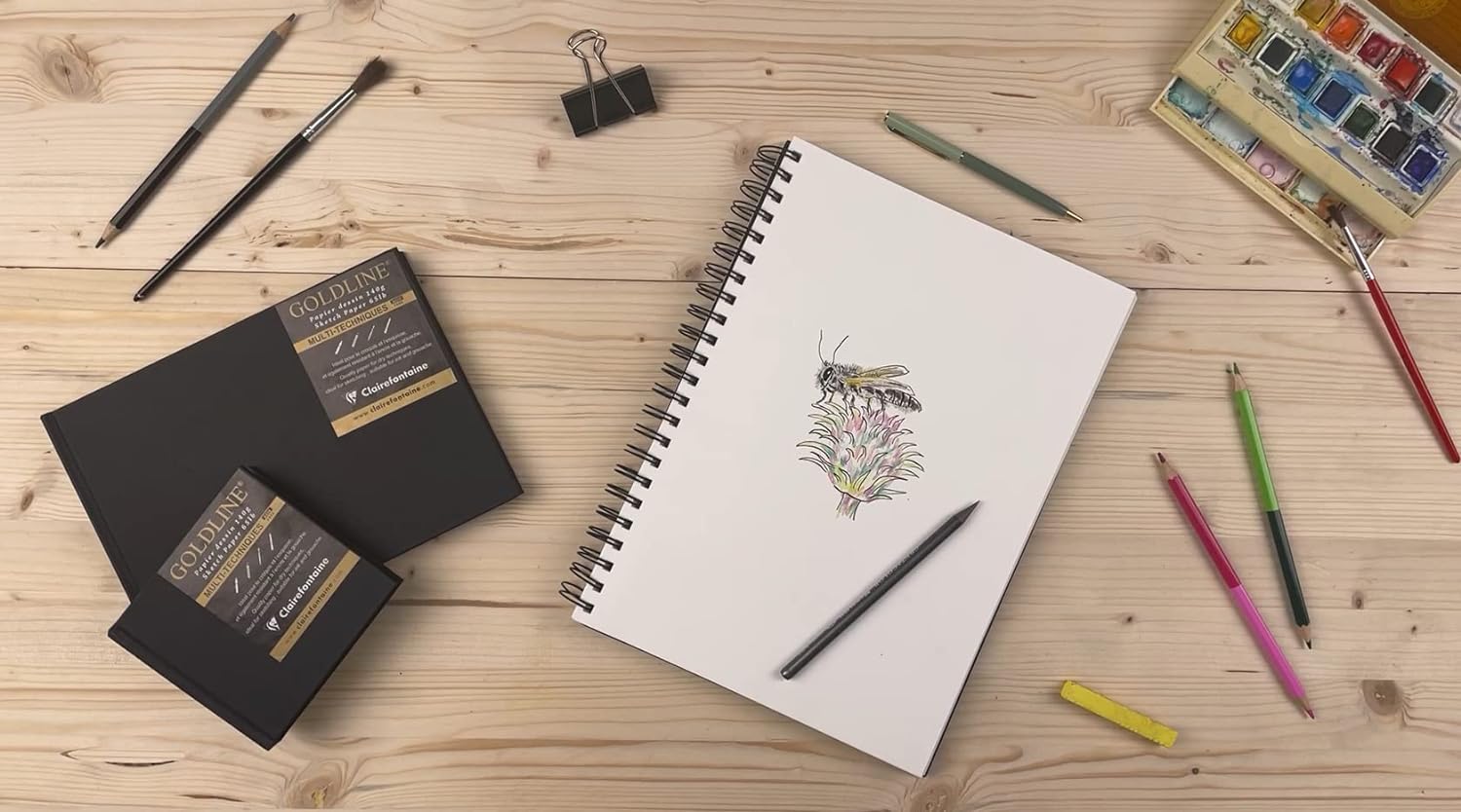 CLAIREFONTAINE Goldline Casebound Wiro A4 Portrait 140g White