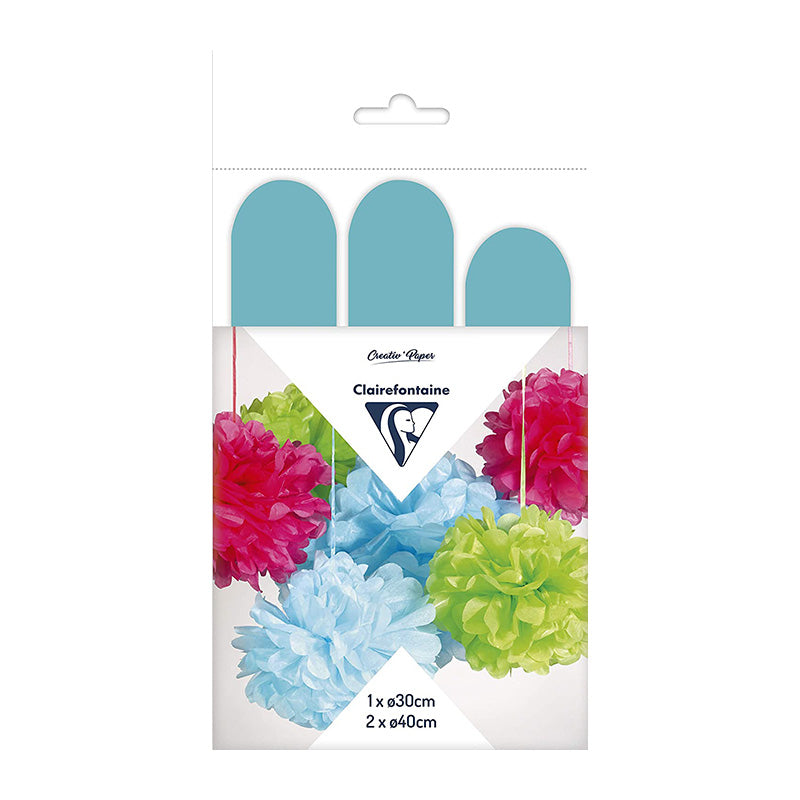 CLAIREFONTAINE Pollen Silk Pom Poms 3s Light Blue Default Title