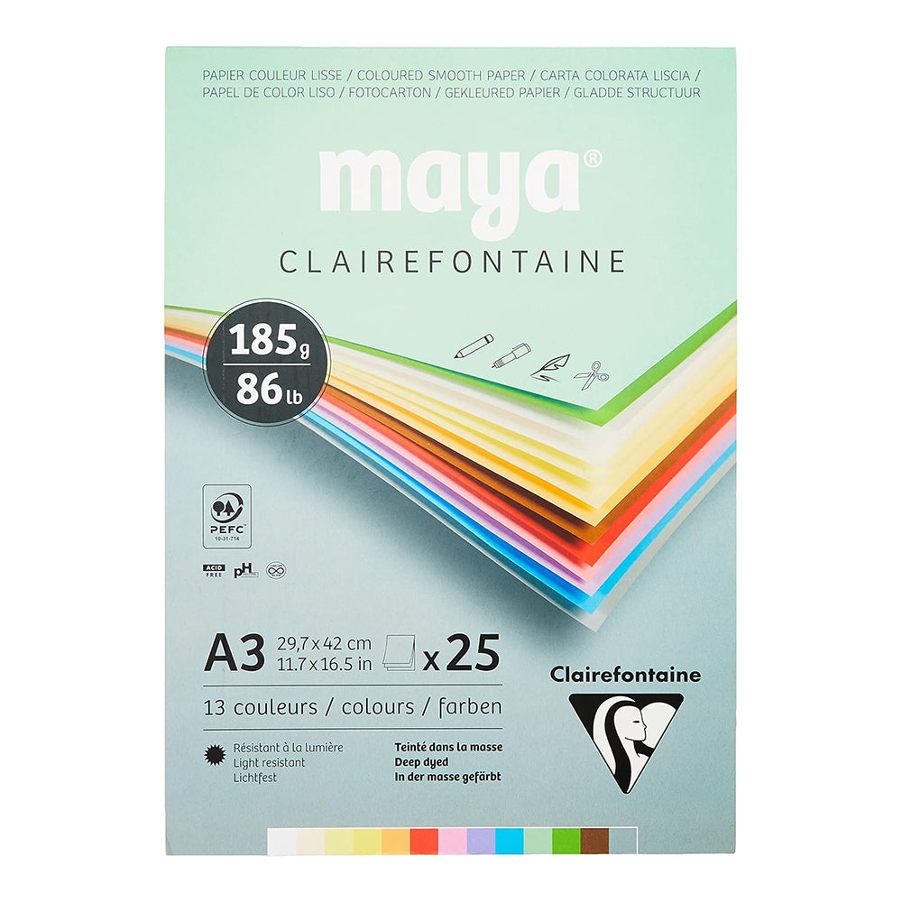 CLAIREFONTAINE Maya Pad A3 185gsm 25s Assorted Pastel
