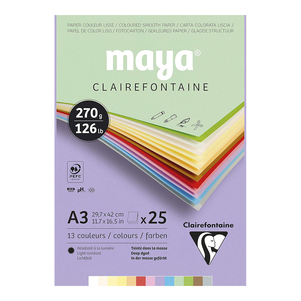 CLAIREFONTAINE Maya Pad A3 270gsm 25s Assorted Pastel