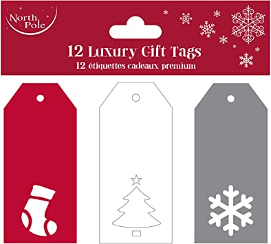 CLAIREFONTAINE Luxury Gift Tags 12s Red/Silver