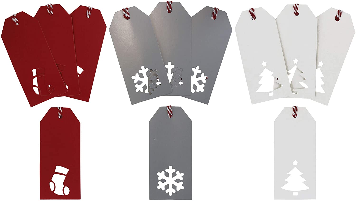 CLAIREFONTAINE Luxury Gift Tags 12s Red/Silver