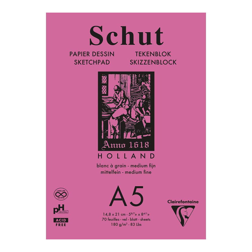 CLAIREFONTAINE Schut Petit Grain Pad A5 180g White 70s