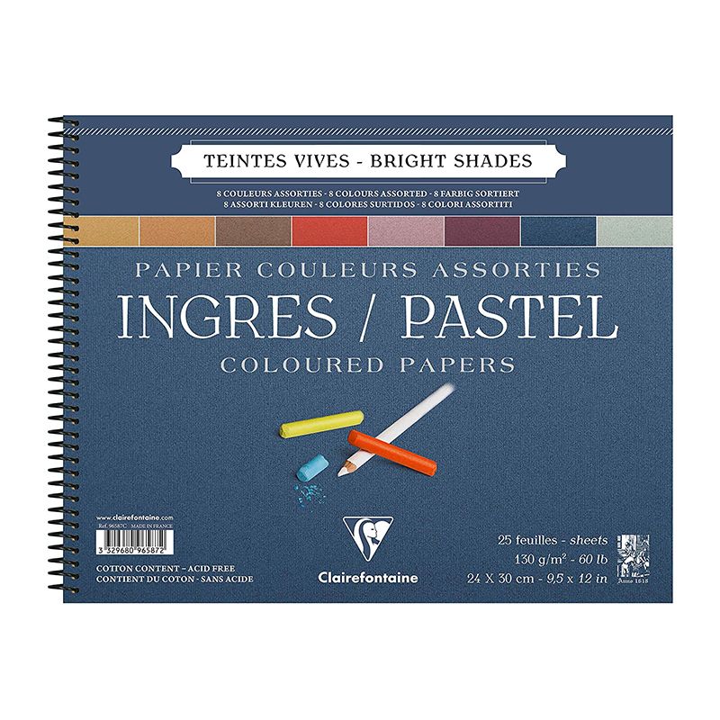 CLAIREFONTAINE Ingres Pastel Pad 130g 24x30cm Bright Shade Ass Default Title