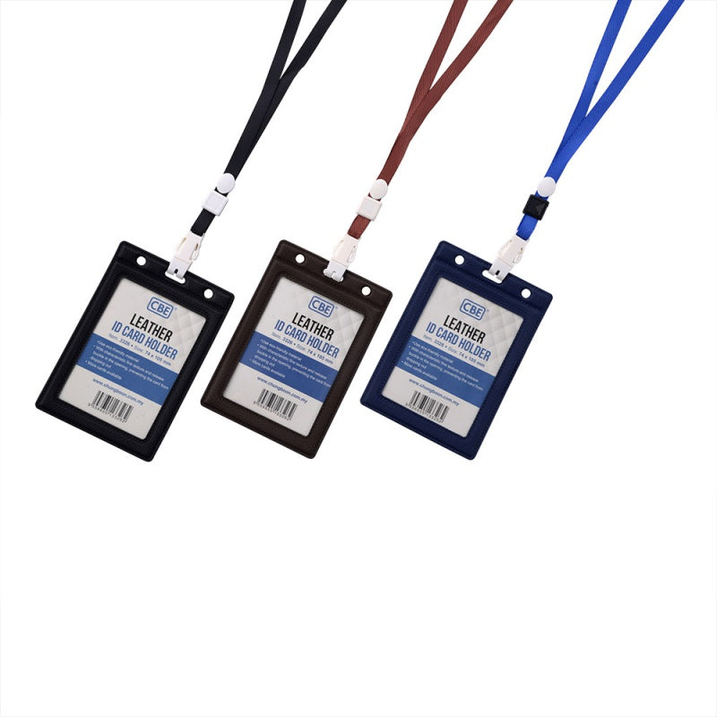 CBE Leather Card Holder 3326+Lanyard V 74x105mm Blue