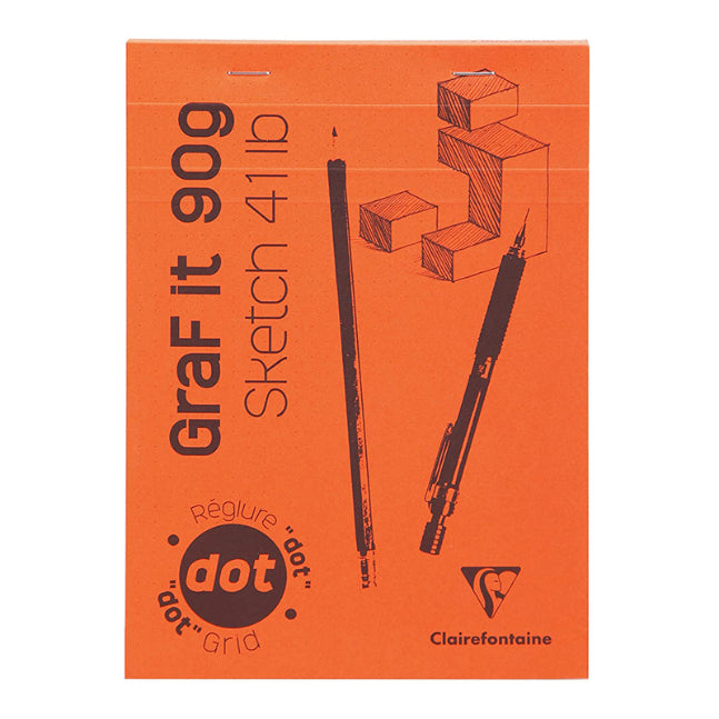 CLAIREFONTAINE GraF it Pad A5 90g 80s Dot Grid White Orange Default Title