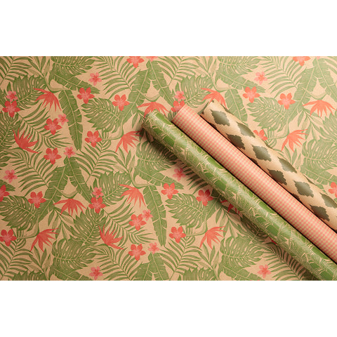 CLAIREFONTAINE Kraft Gift Wrap 70g 0.7x2M Tropical-Red Scale Default Title
