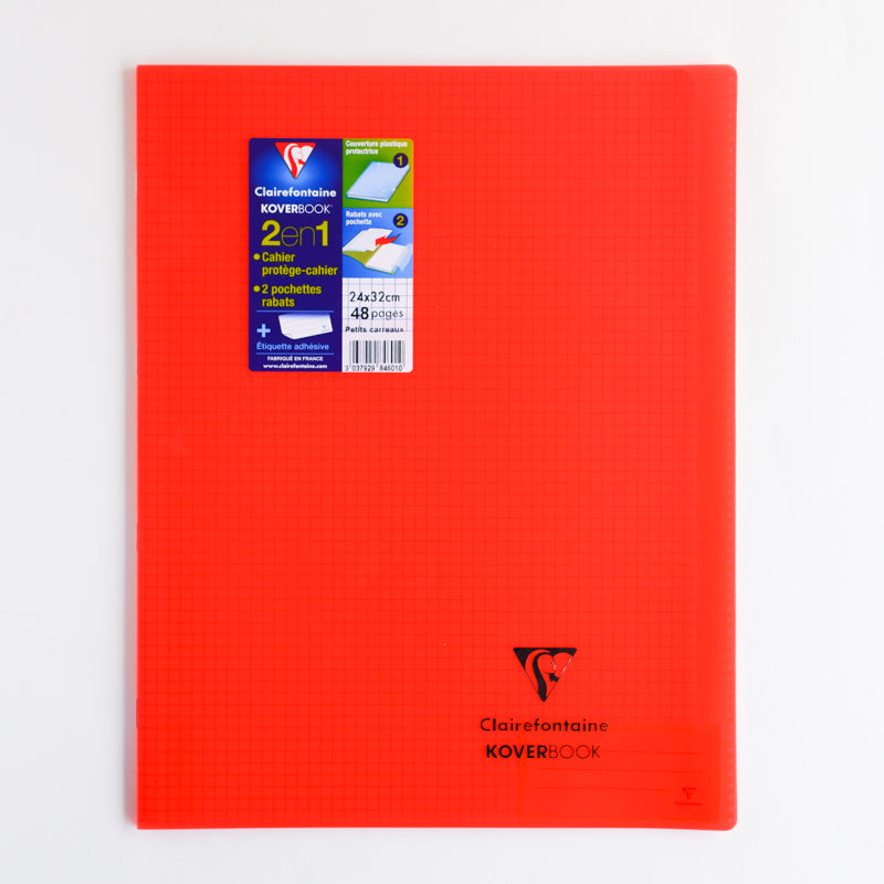 CLAIREFONTAINE Koverbook Trans. PP 24x32cm 48p 5x5 Sq Red Default Title