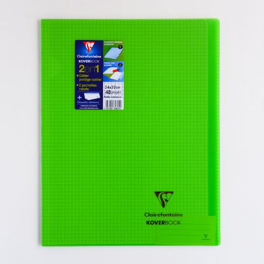 CLAIREFONTAINE Koverbook Trans. PP 24x32cm 48p 5x5 Sq Clear Green Default Title