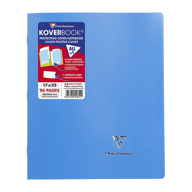 CLAIREFONTAINE Koverbook Opaque PP 17x22cm 96p 5x5 Sq Blue Default Title