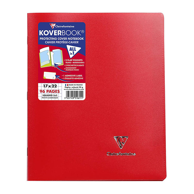 CLAIREFONTAINE Koverbook Opaque PP 17x22cm 96p 5x5 Sq Red Default Title