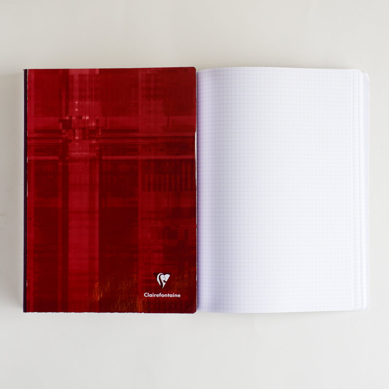 CLAIREFONTAINE Clothbound Notebook 21x29.7cm 192s 5x5 Sq Red