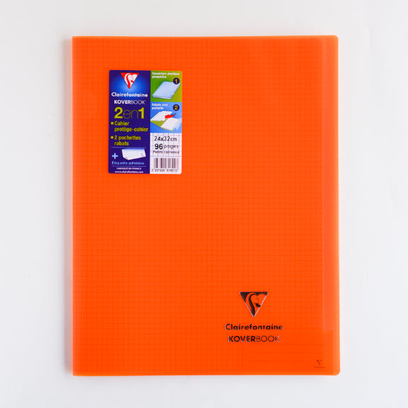 CLAIREFONTAINE Koverbook Trans. PP 24x32cm 96p 5x5 Sq Orange Default Title