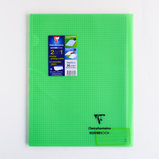 CLAIREFONTAINE Koverbook Trans. PP 24x32cm 96p 5x5 Sq Clear Green Default Title