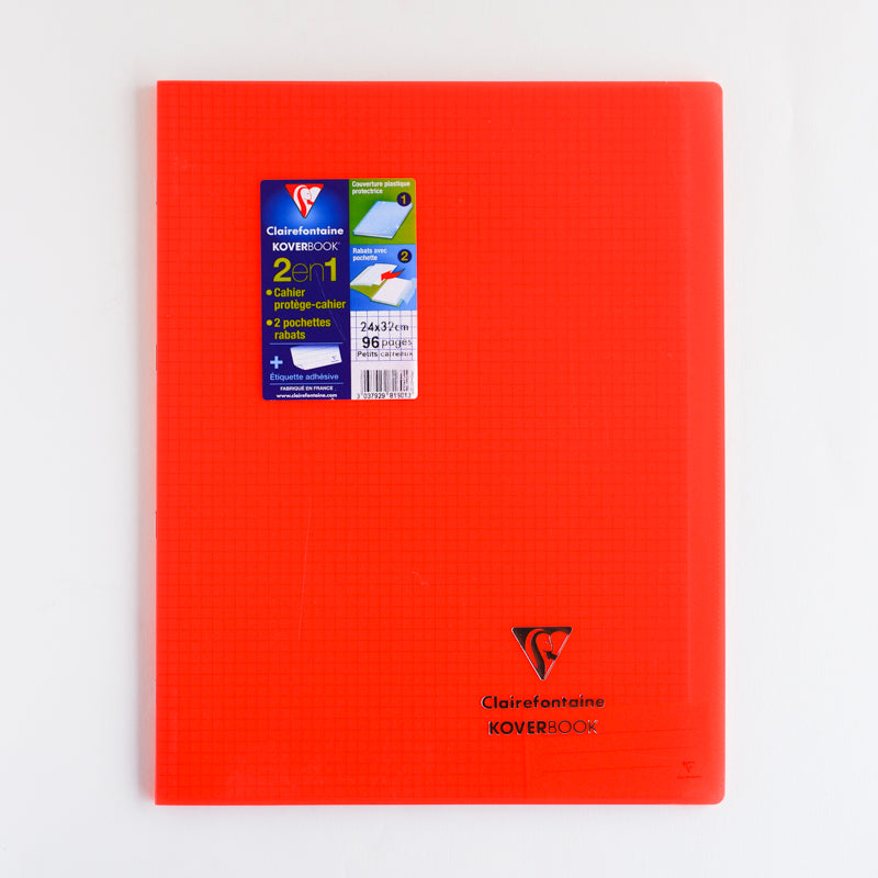 CLAIREFONTAINE Koverbook Trans. PP 24x32cm 96p 5x5 Sq Red Default Title
