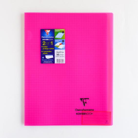 CLAIREFONTAINE Koverbook Trans. PP 24x32cm 96p 5x5 Sq Pink Default Title