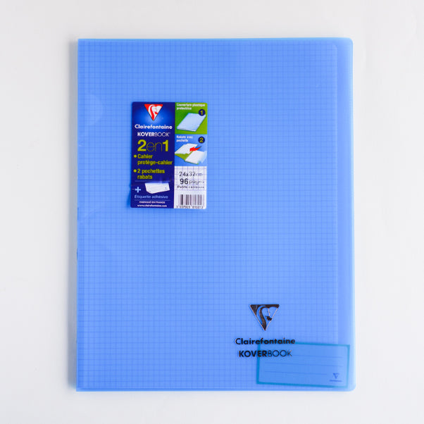 CLAIREFONTAINE Koverbook Trans. PP 24x32cm 96p 5x5 Sq Clear Blue Default Title