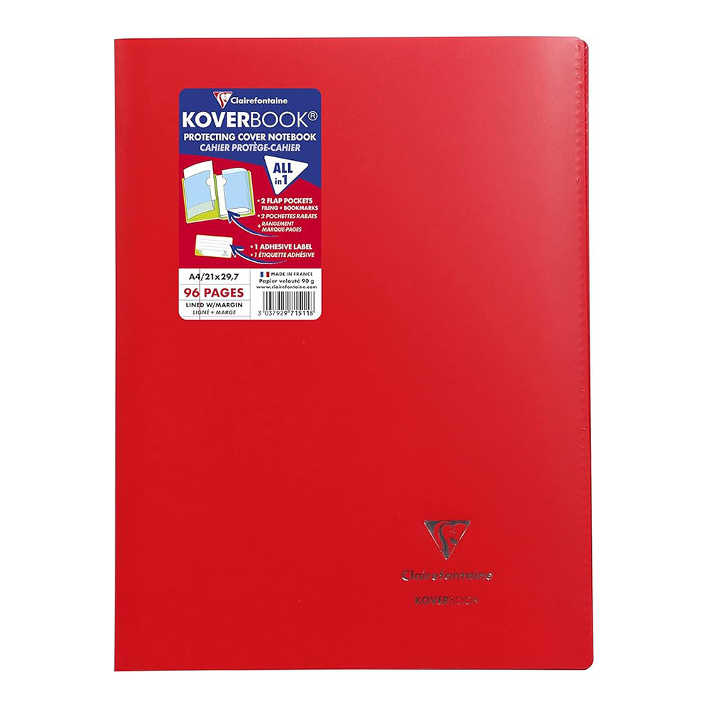 CLAIREFONTAINE Koverbook Transparent PP 21x29.7cm 96p Seyes Red