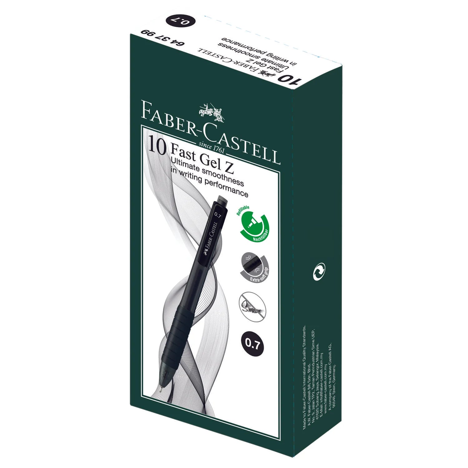 FABER-CASTELL Fast Gel Z 0.7mm Black 10x